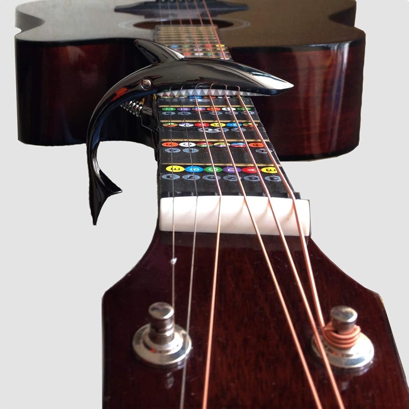 JINWEE Shark Guitar Capo Pretty Cool Capo for Electric Acoustic Classical Guitar Ukulele Zinc Alloy Spring Capo (Black) - Image 4